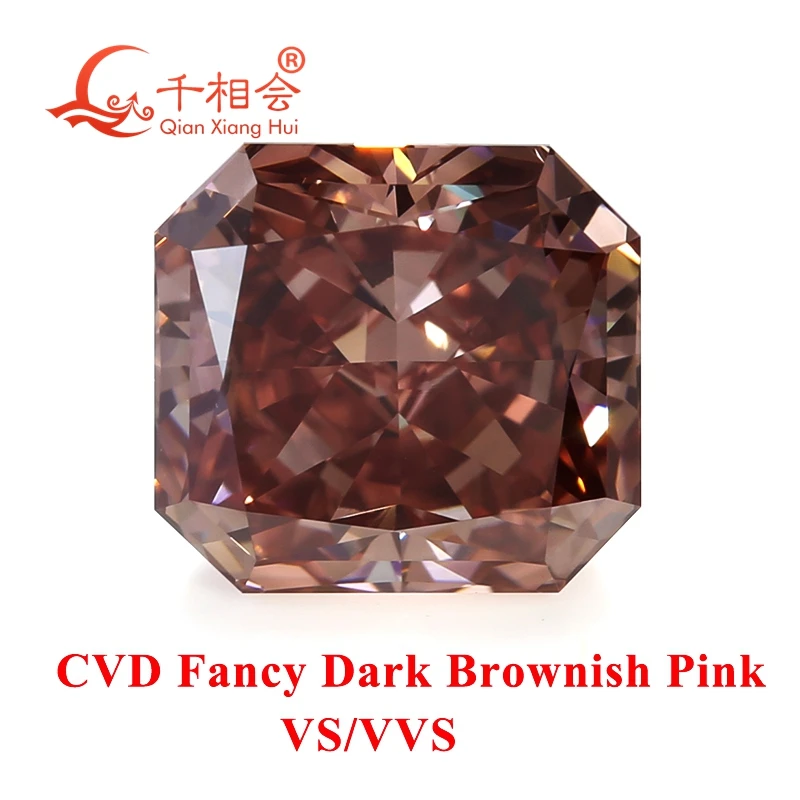 CVD diamond Brownish Pink color 1.5ct VS1 clarity radiant shape GEMID certificated  lab grown diamond loose stone