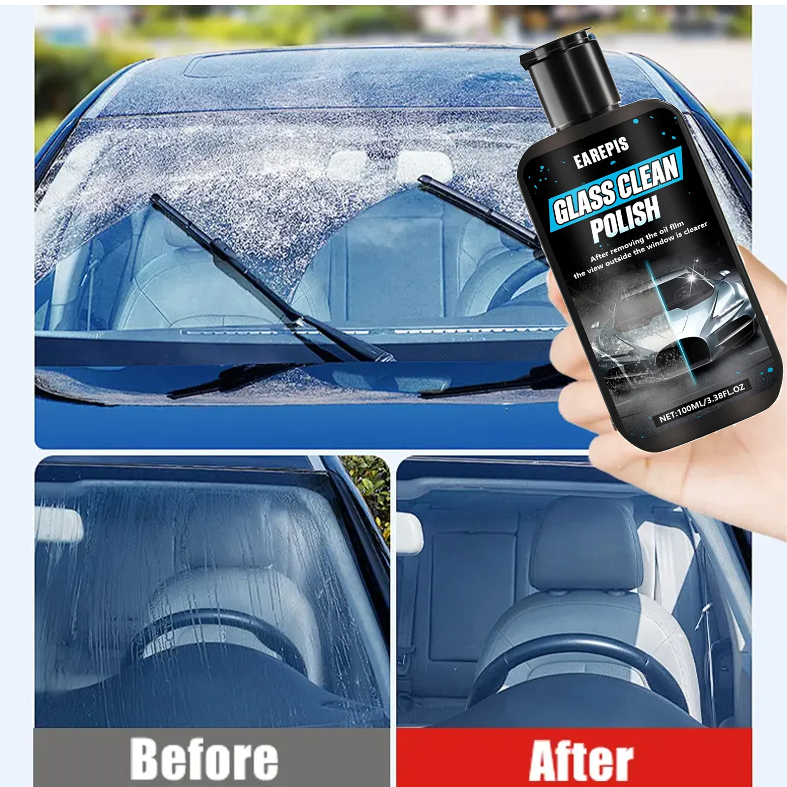 كريم إزالة فيلم الزيت الزجاجي - سهل الاستخدام، حماية طويلة الأمد لنوافذ السيارة، مقاوم للمطر وخالي من الخدوش، تفصيل تلقائي