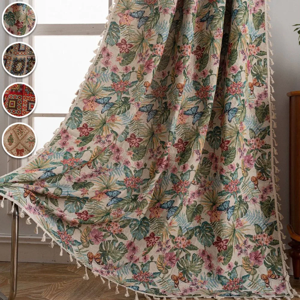 

Curtains Geometric Print Semi Blackout Polyester-cotton Rod Pocket Drapes for Bedroom Living Room Kitchen Christmas Decorations