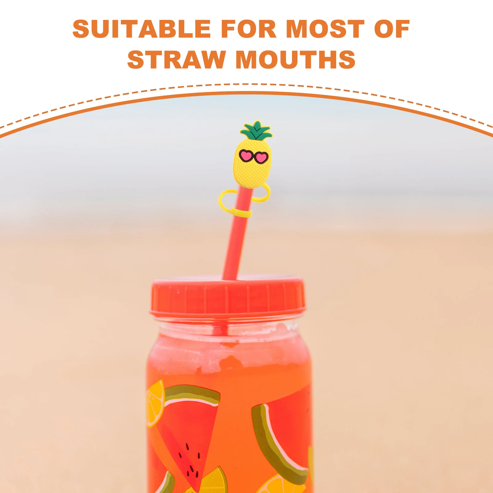 10pcs Pineapple Covers Cute Dustproof Caps Soft PVC Tip Protectors Reusable Straws Straw Toppers Drinking Accessories Outdoor