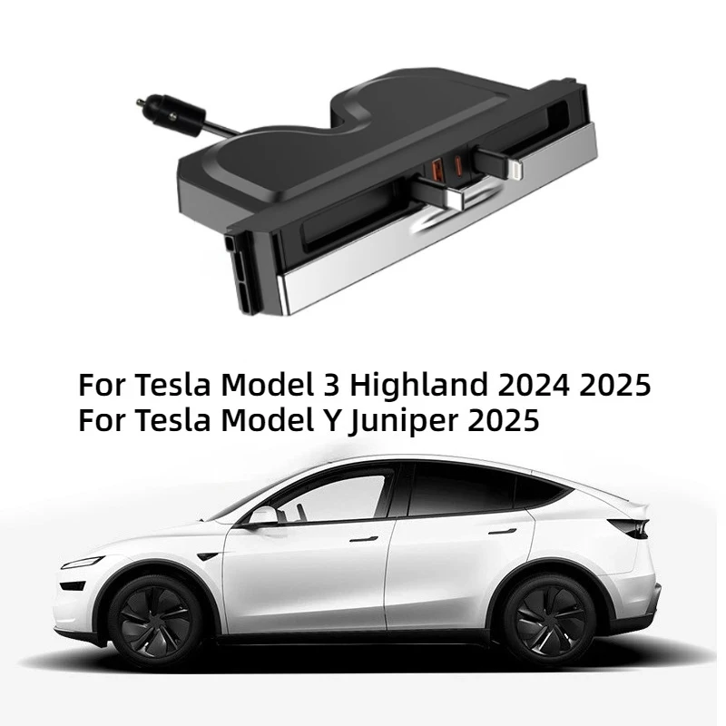 

Docking Station for Tesla Model Y Juniper 2025 65W PD Hub Quick Charger USB Extension Center Console Smart Sensor New Model 3