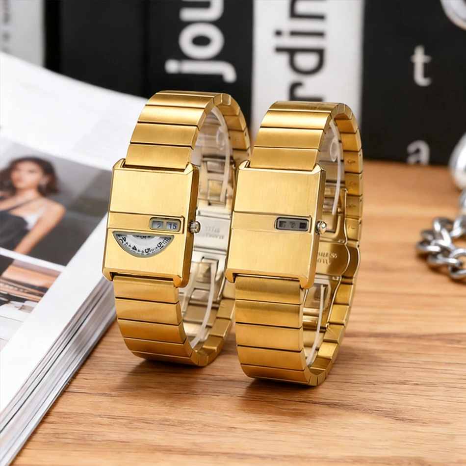 Creative Watches Stainless Steel Men Watch Date Display Cool Retro Style Japanese Movement Square Ladies Quartz Watch Luxury