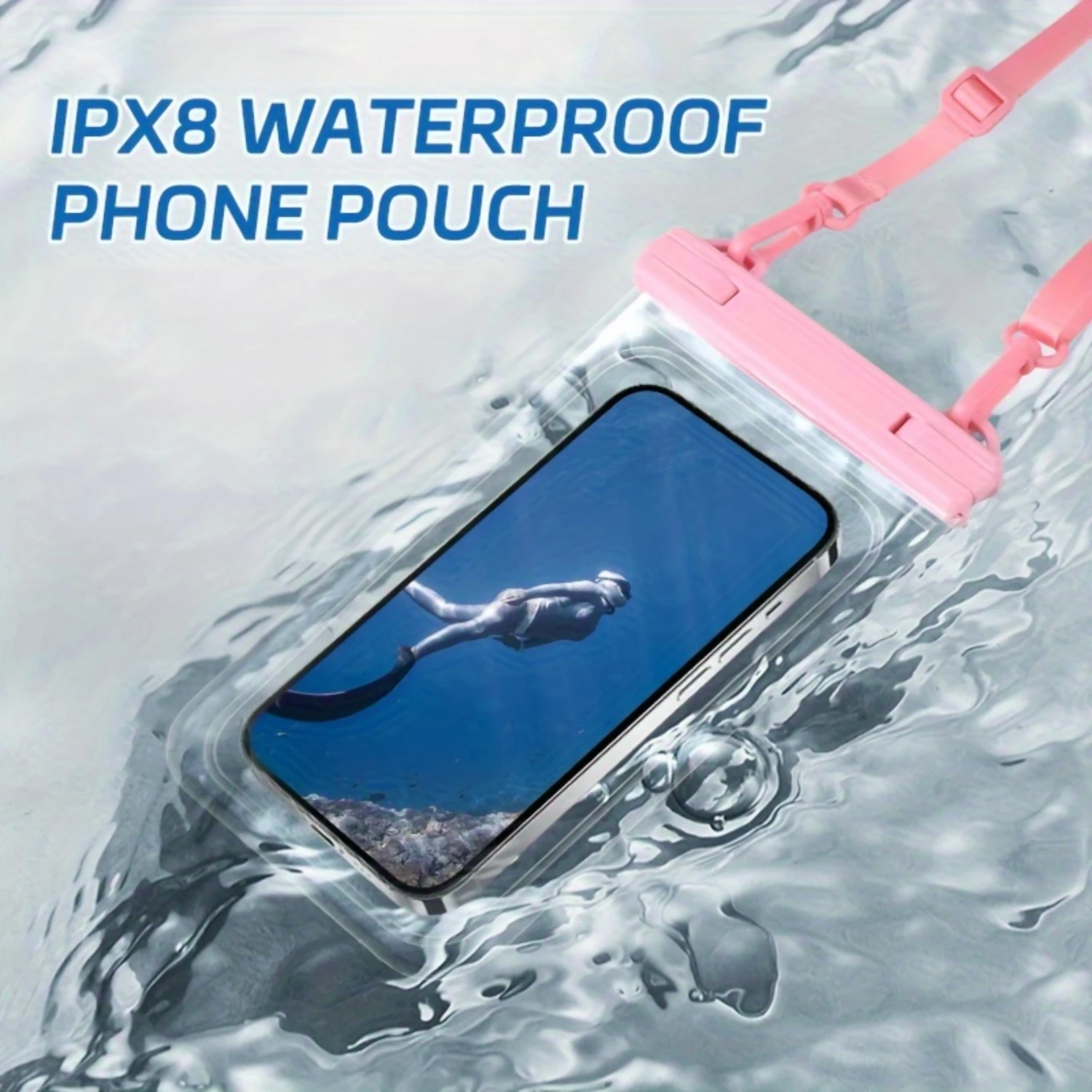 경량 PVC 휴대폰 방수 케이스, IPX8 다이빙 방수 핸드폰 가방, 15용 스크린 방수 휴대폰 파우치