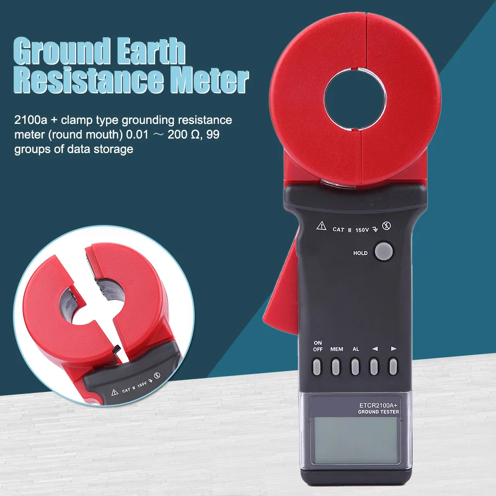 ETCR2100A+ ETCR2100+ ETCR2100C+ Digital Ground Resistance Clamp Tester 99Sets 0.001Ω Resolution Stored Data Loop Resistance