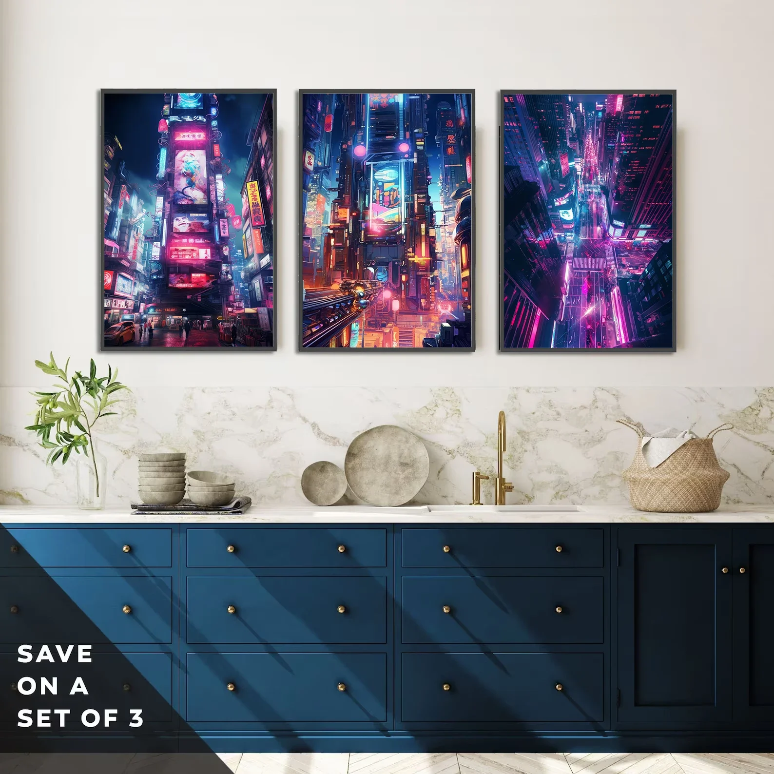 قماش اللوحة مدينة Cyberpunk ذاتية اللصق المشارك أرقام ديكور المنزل الفن الرسوم المتحركة غرفة الكمبيوتر خلفية هدية جدار ديكور #1