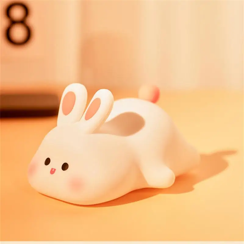 Pat Light Long Lasting Battery Life Skin-friendly Material Soft Light Timing Function Cute Rabbit Shape Smooth Night Light