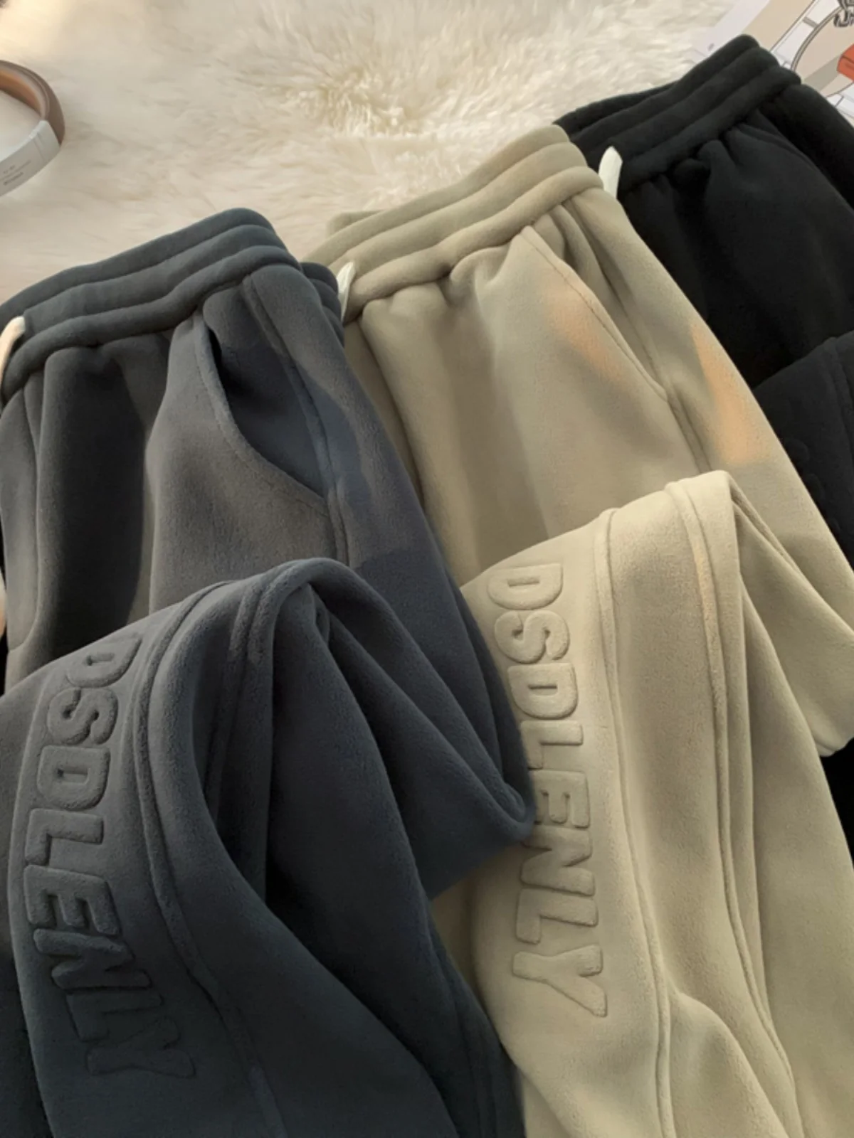 

High-End Men's Thiened Fce Winter Pants Casual Trousers Autumn Winter Dstring Loose Fit Youth Faion Warmth Leisure