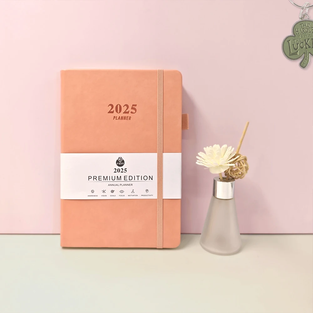 A5 Strap Notebook Office Daily Weekly & Monthly Planner Notepad Schedule Agenda Organizer Notebook Leather Hardcover 2025