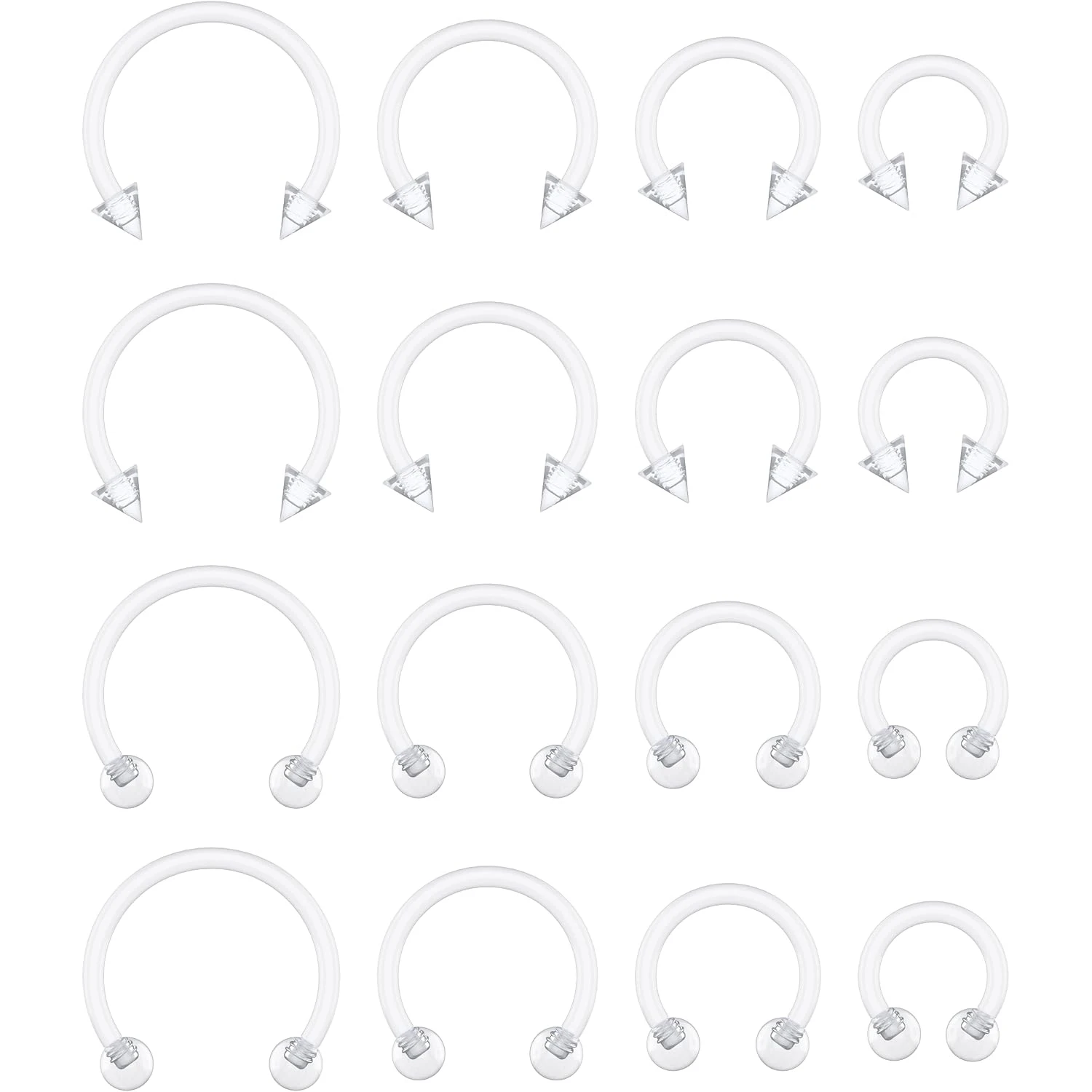 Bioflex Clear Septum Retainer 16g Nose Ring Lip Piercing for Hidden Cartilage Earrings for Daith Helix Tragus Rook Jewelry