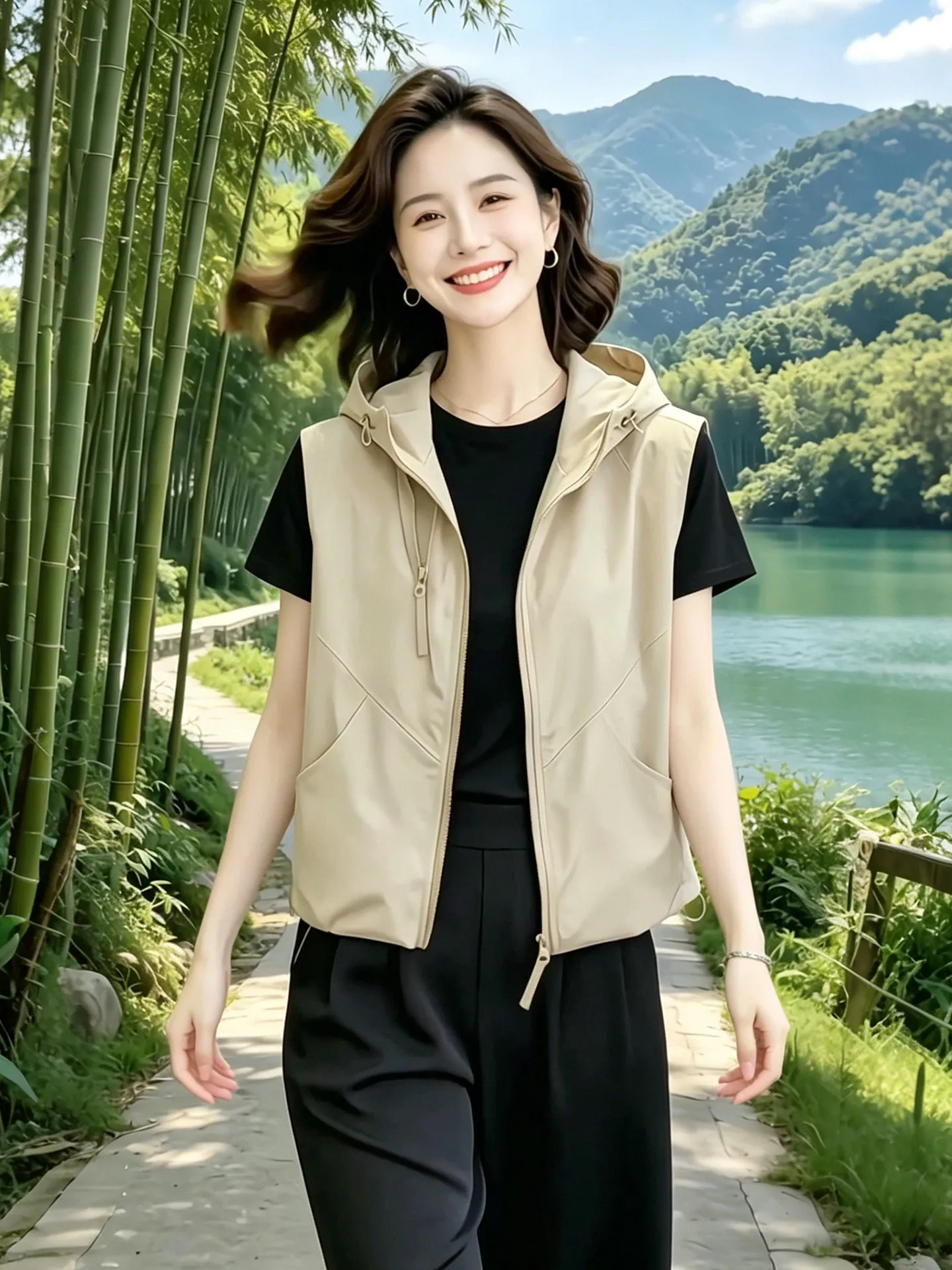Women's Fashionable Jacket Zipper Style Casual Wear Sun Protection Outerwear Beautiful Workwear Commuting Summer Trend