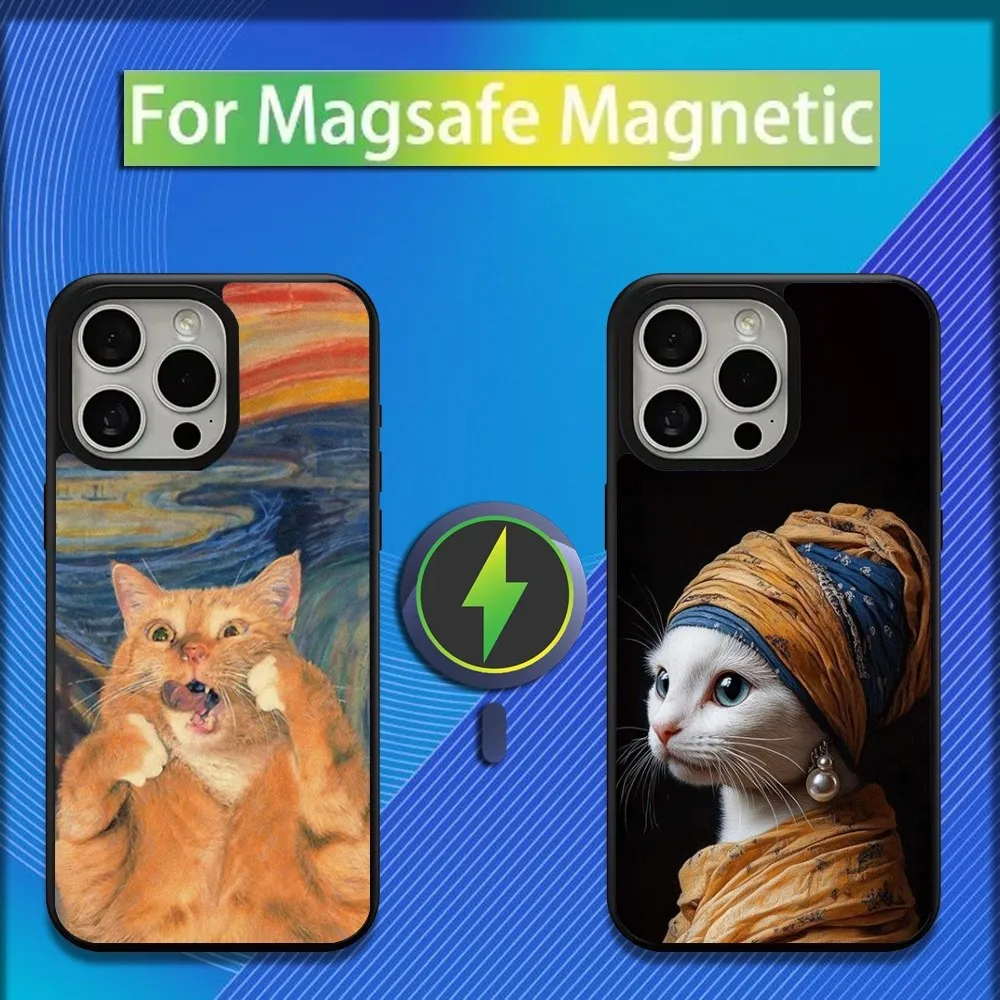 

Clasic Painting Art Cat Phone Case For iPhone 16,15,14,13,12,11,Plus,Pro,Max,Mini Magsafe Magnetic Wireless Charging