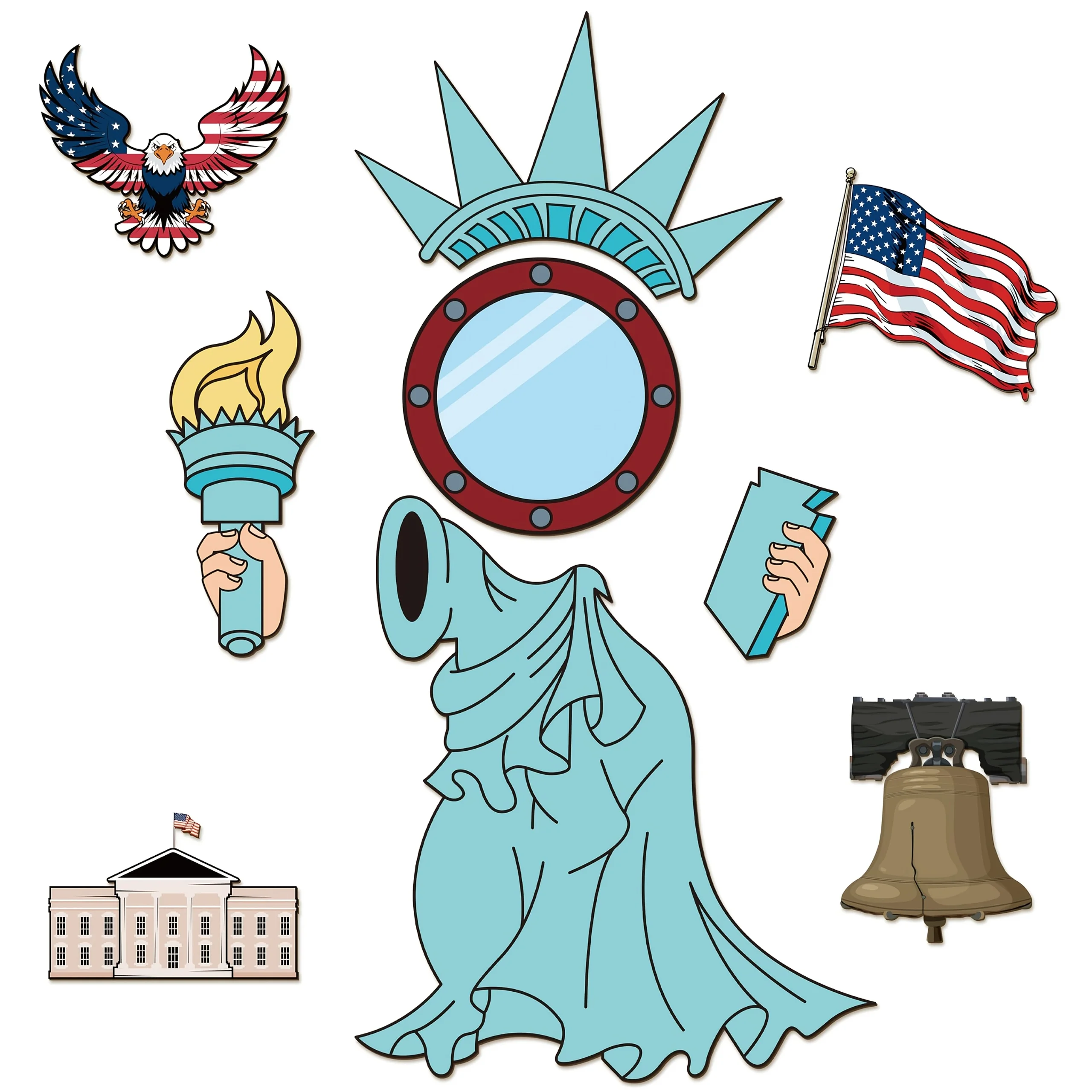 Nine-piece Patriotic Celebration Cruise Door Magnets, Independence Day Decorations, Home Refrigerator Magnets
