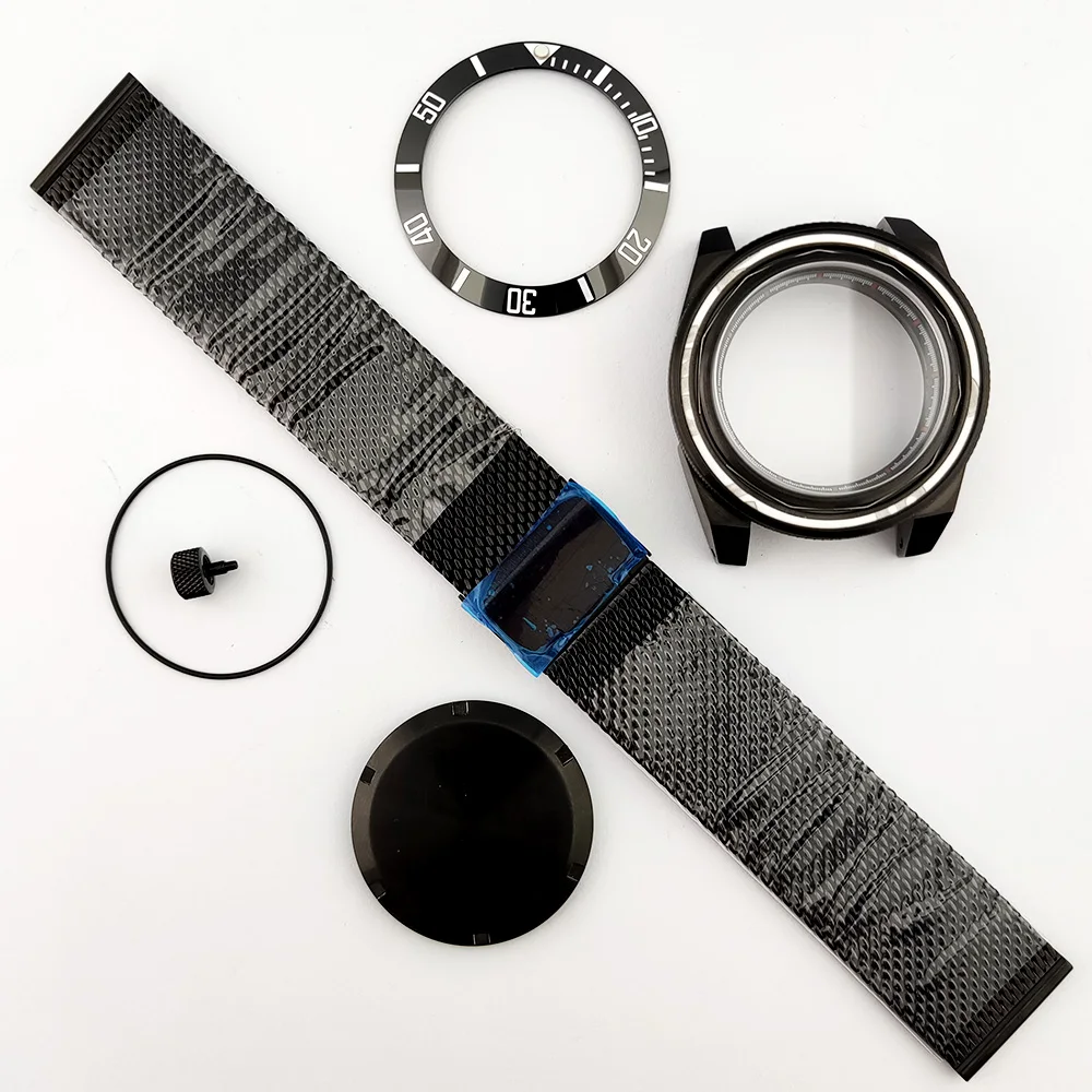 cassa dell'orologio Semplice cassa in acciaio inossidabile impermeabile nero Vetro zaffiro adatto al movimento NH36 NH35 Cassa NH35 Parti di orologi personalizzate