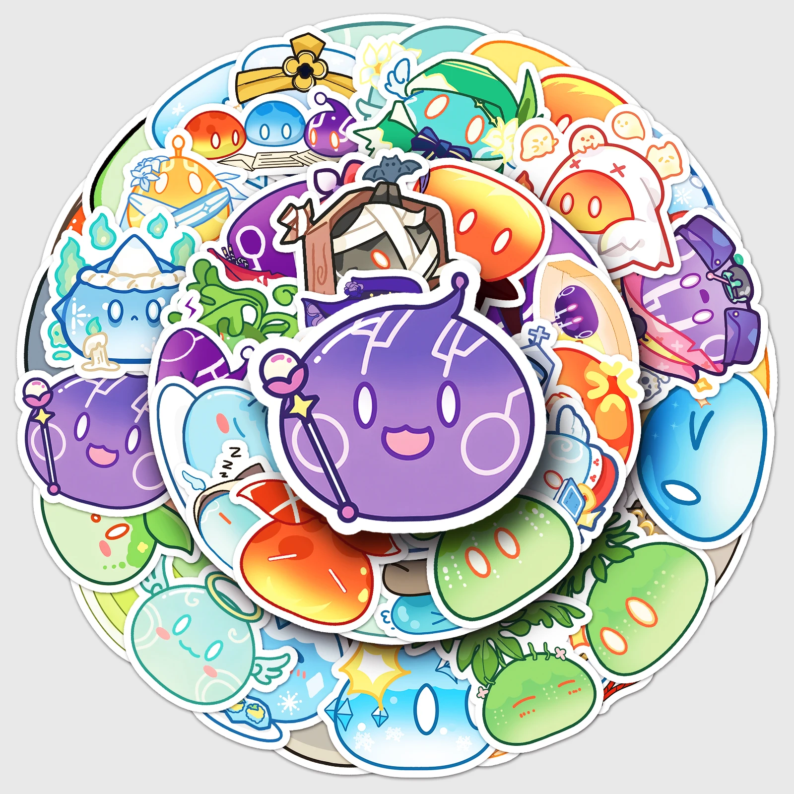 50 قطعة من ملصقات Genshin Impact Slim Series الكرتونية اللطيفة المقاومة للماء للتزلج على الجليد ملصق منزلي عتيق #1