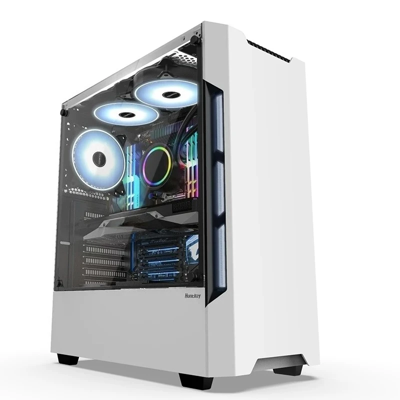 GX580H DIY Gaming Desktop Computer Case, Full Side‑Transparent Tempered‑Glass Panel Support Cable Routing