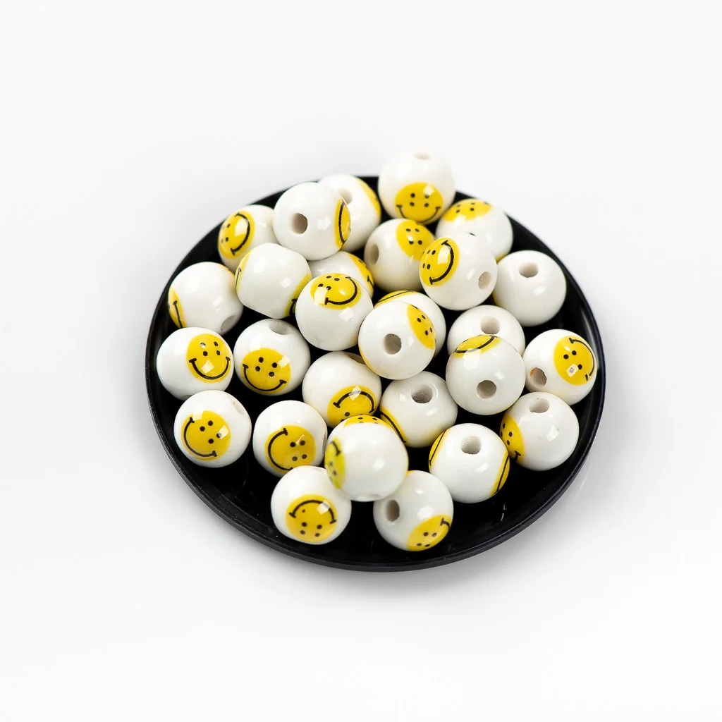 10#10pcs Punk Style Smiling Face High Temperature Exquisite High Quality Ceramic Beads Jewelry Making Accessories #MY267