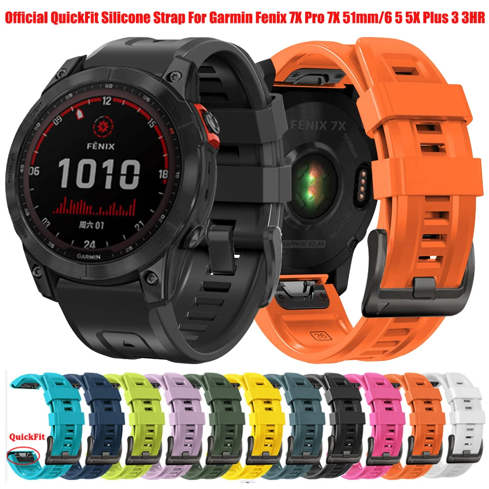 Quick Release Official Strap For Garmin Fenix 7X Pro 7X 51mm/6 5 5X Plus 3 3HR Watchband 22/26mm Sports Soft Silicone Wristband