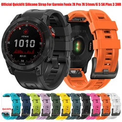 Quick Release Official Strap For Garmin Fenix 7X Pro 7X 51mm/6 5 5X Plus 3 3HR Watchband 22/26mm Sports Soft Silicone Wristband