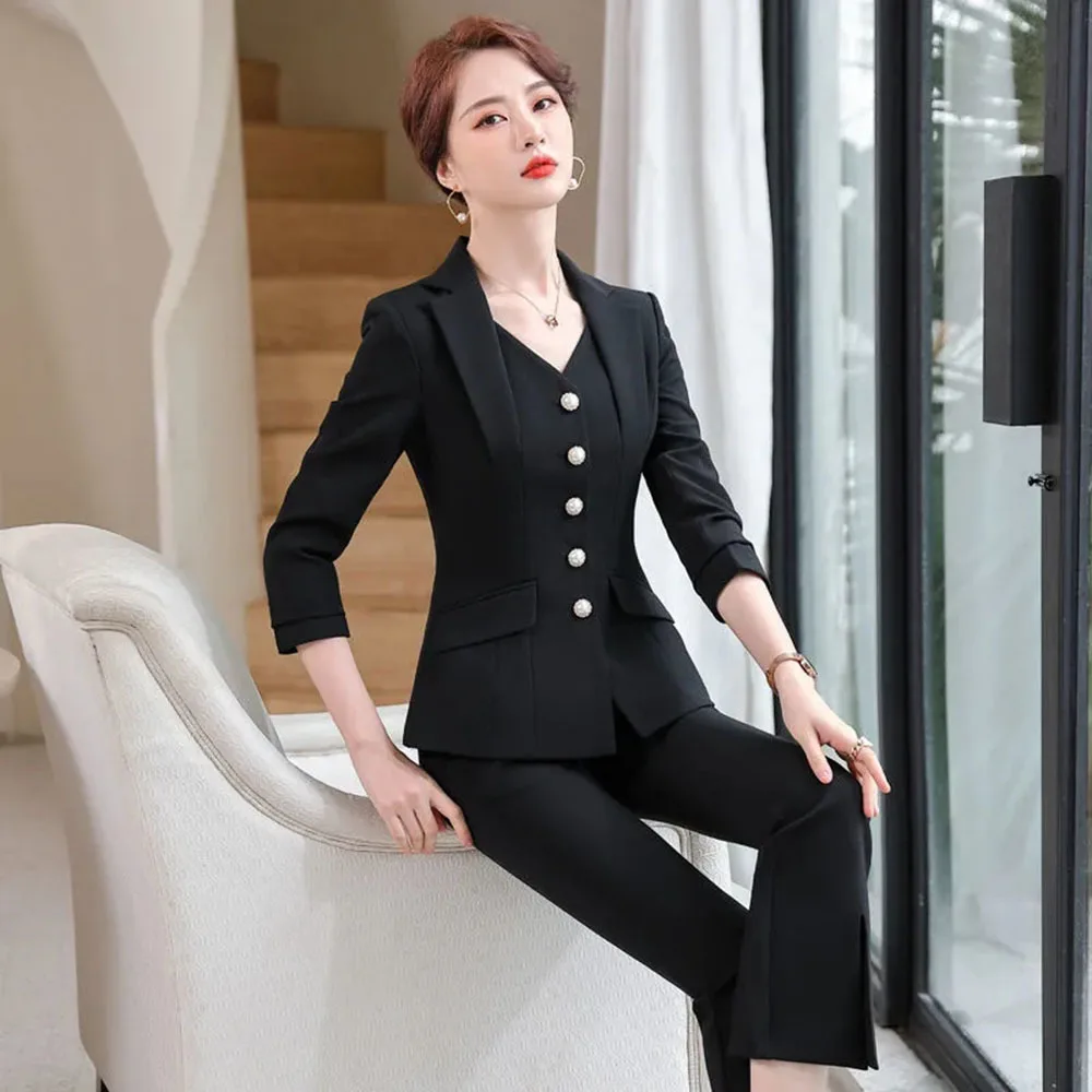 Office Formal Uniform Designs Women Business Suits Pant Suits With Pants Jacket Coat Professional Business Work Wear Blazers Set