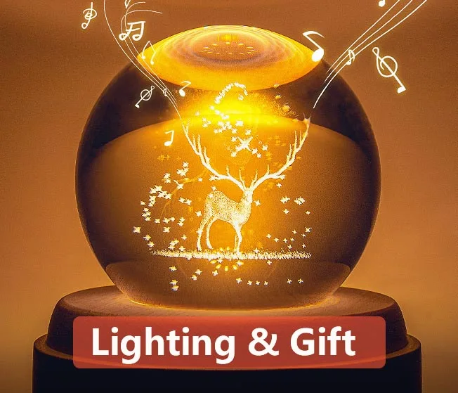 Crystal Music Box Rotating Light Projection Crystal Ball Music Box Birthday Gift Valentine\'s Day Friend Present