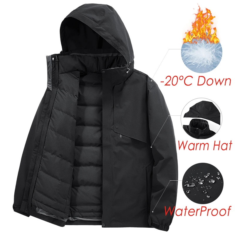 8XL Plus Size Men Women Winter New Warm 90% White Duck Down Jacket Coat Parka Men Casual Outfit Waterproof Hat Down Jacket Women