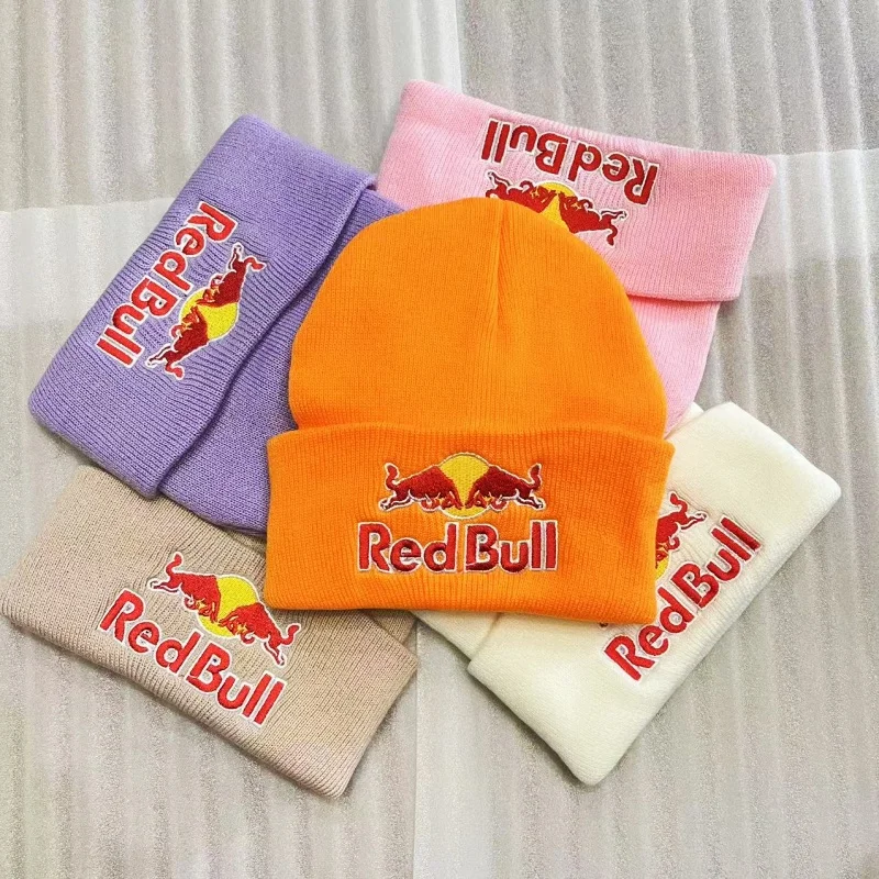 Red Bull Hat Men's and Women's Autumn/Winter Warm Knitted Hat Hip Hop Fashion Hat Racing Casual Hat Available in 6 Colors