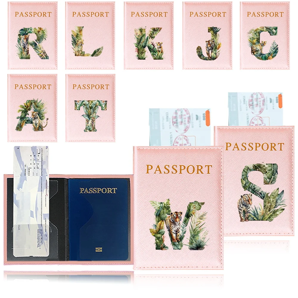 Vintage Design Travel Passport Cover Travel Document Credit Id Card Premium PU Leather Passport Pouch Jungle Tiger Letter Series