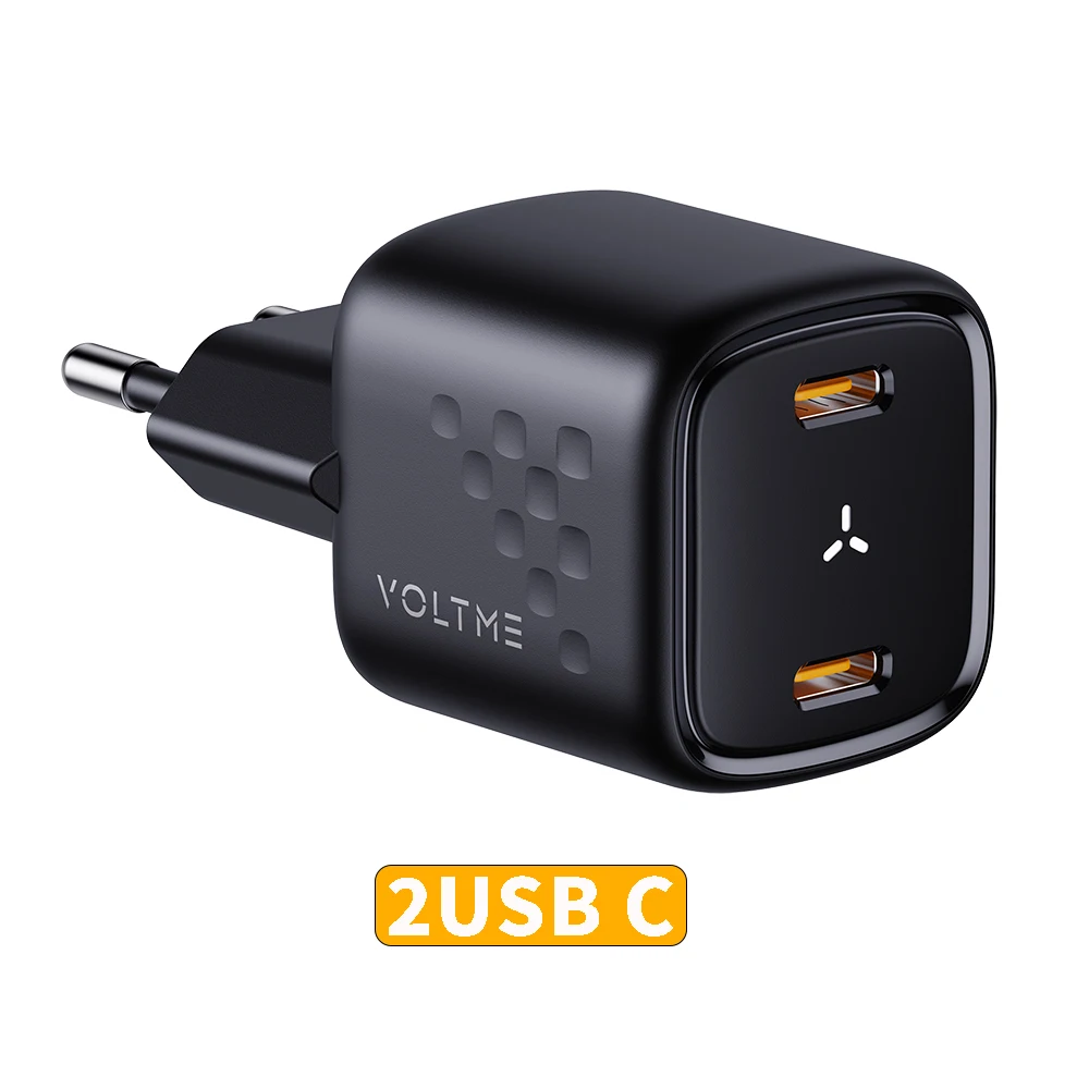 VOLTME 30W GaN Charger PD Fast USB Type C Charger USB A + USB C Charger QC PD 3.0 4.0 For iPhone 13 Xiaomi Samsung Max Macbook