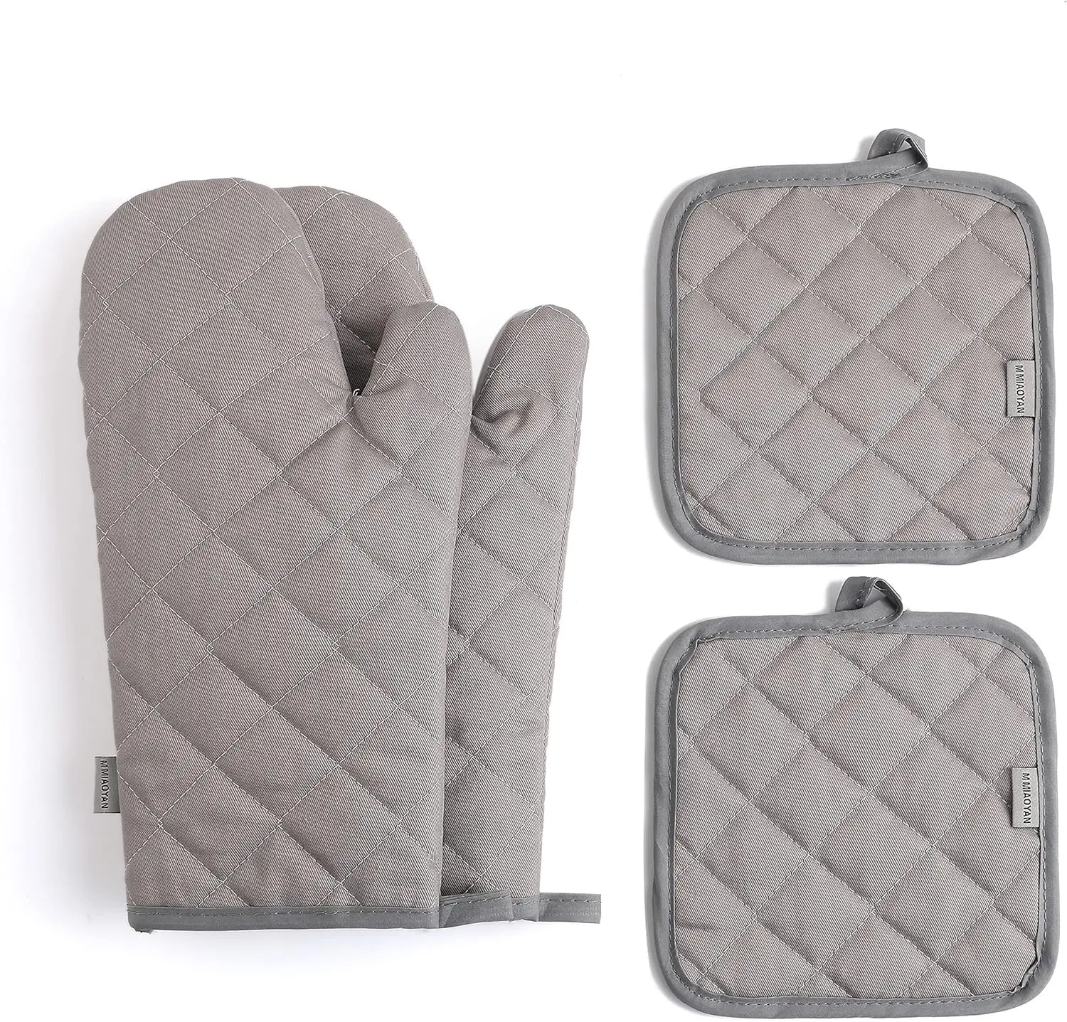 

4-Piece Heat-Resistant Oven Mitts & Pot Holders Set, 500°F Protection, Extra Thick Cotton for Cooking and Grilling