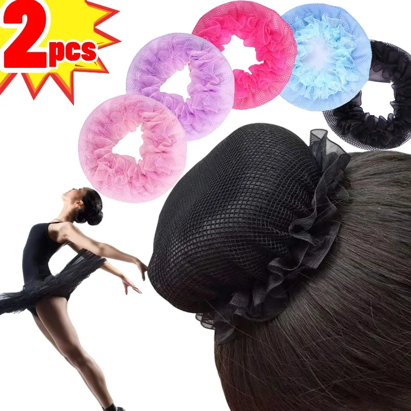 Ballet Hair Net Colorful Candy Color Women Adjustable Ponytail Holder Mesh Dance Hairband Adjustable Elastic Pleated Lacework