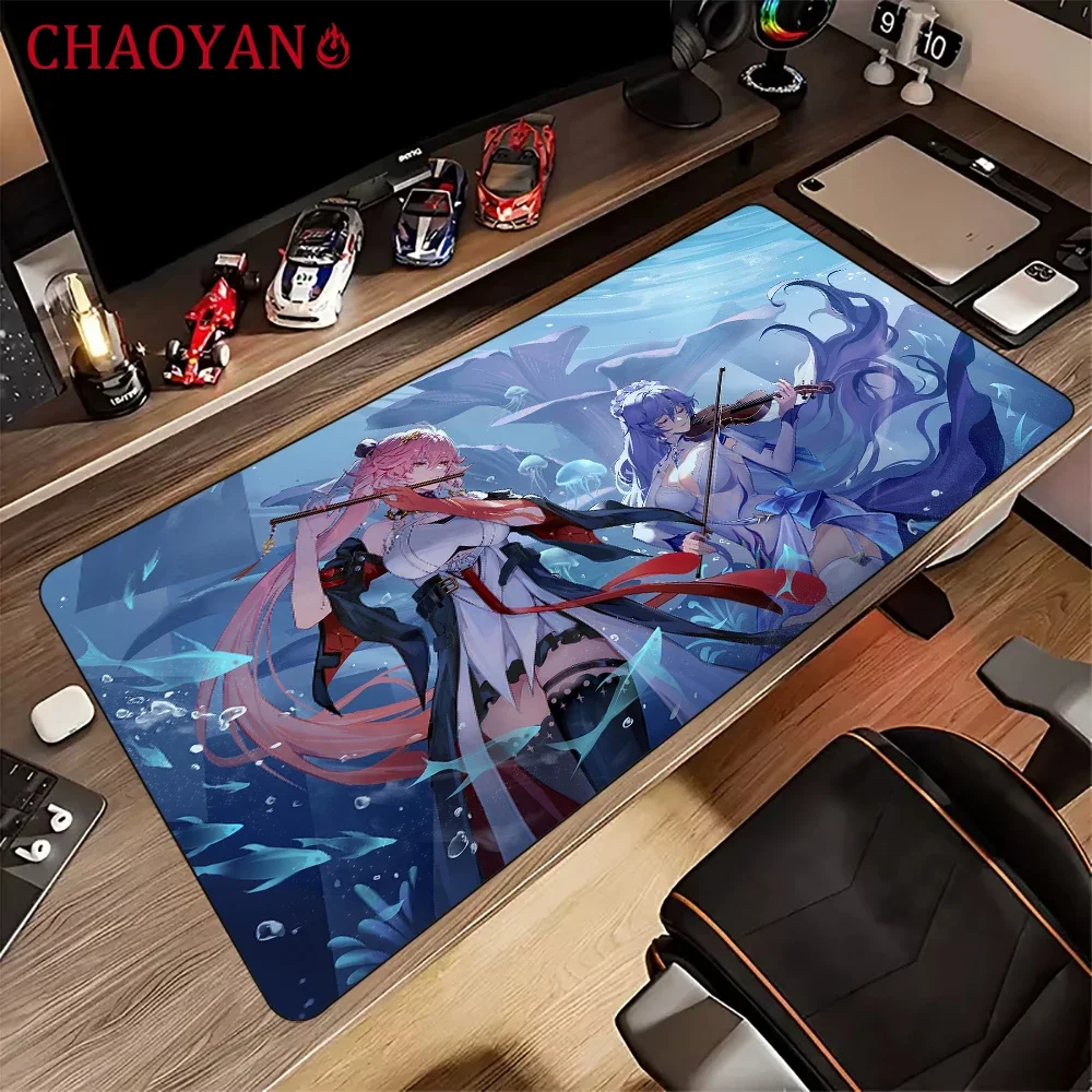 Wuthering Waves アニメガール マウスパッド デスクマット 縫製エッジ付き 滑り止めゴムベース PCアクセサリー ゲームマット かわいいマット