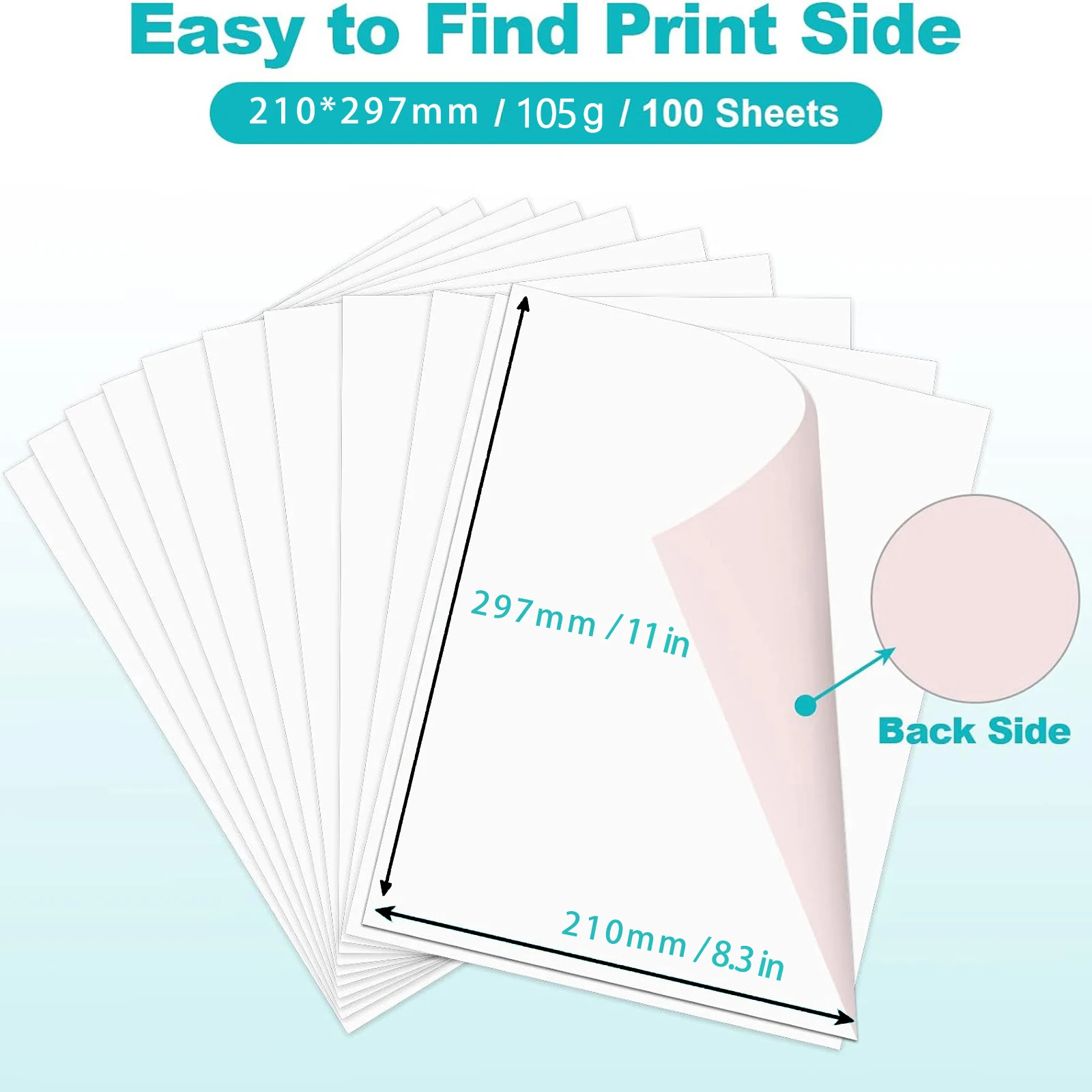 100 Sheets A4 Sublimation Paper 105G Perfect for T-Shirts, Mugs, Tumblers, and Light Fabric - Use with Sublimation Ink & Printer view 2