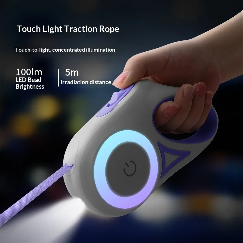

LED Retractable Dog Leash with light for Puppies Small Medium big Dogs Cats Pet Harness straps collar Accessories 3m 5m roulette