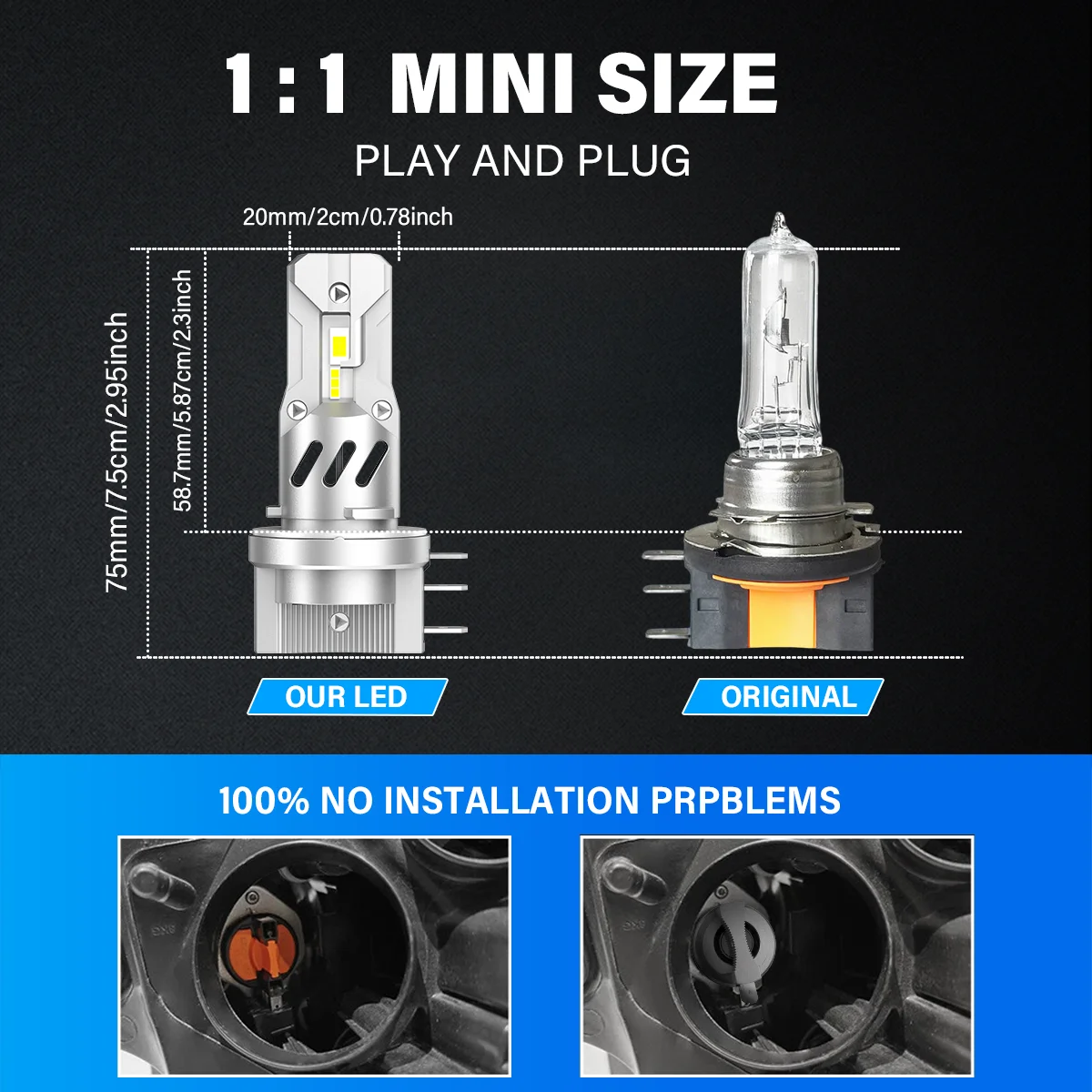 2x H15 LED لمبة سيارة المصابيح الأمامية عالية شعاع النهار تشغيل ضوء Canbus خطأ مجاني 6500K الأبيض