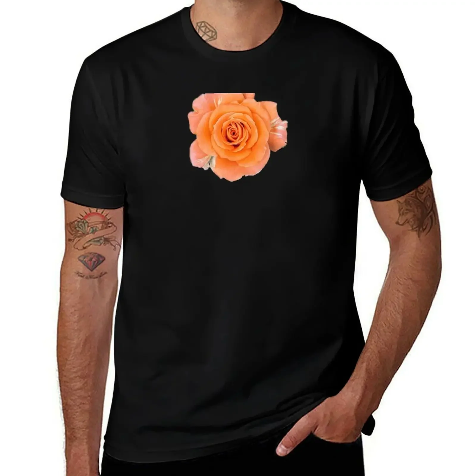 

A Bright Orange Rose T-Shirt summer clothes plus size clothes plus size tops tops shirts graphic tee men