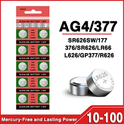 5-100PCS 1.5V AG4 Button Batteries 377 SR626 SR626SW Cell Coin Alkaline Battery 177 376 626A LR66 LR626 For Watch Toys Clock