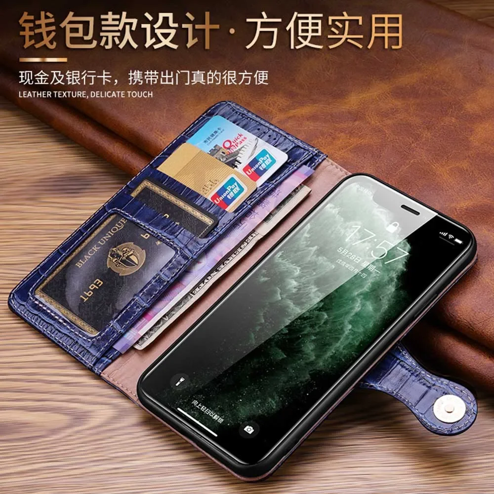Luksusowe etui na telefon z prawdziwej skóry krokodyla, portfel, futerał z klapką na iPhone 17 16 15 14 Plus 13 12 11 Pro Max X Xr Xs Max — zdjęcie produktu 3