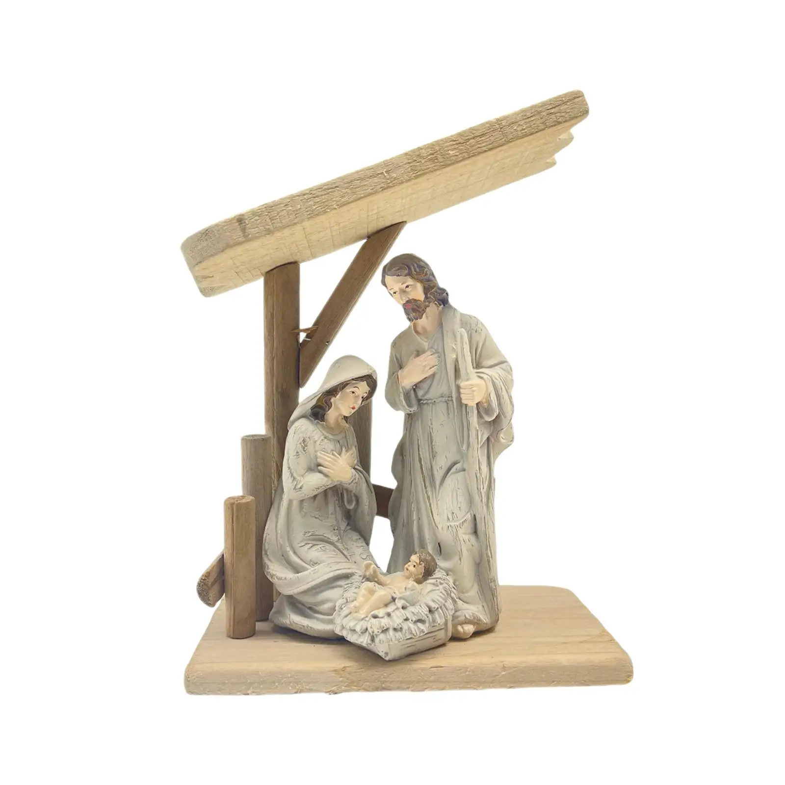 Christmas Nativity Scene Statue Christmas Decoration Gift Collectible Desktop Ornament for Living Room Home Shelf Office Cabinet
