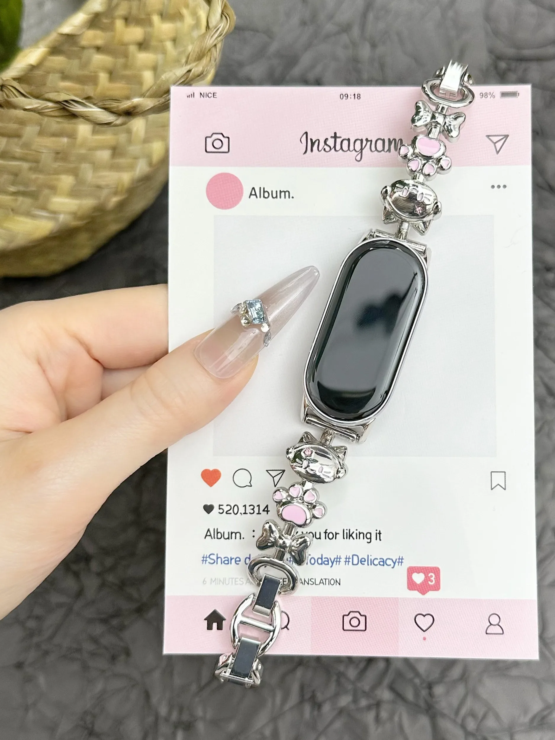 

Cute Cat Metal Strap Suitable Xiaomi Band 8Pro/9Pro，For Mi band 3/4/5/6/7，8/8NFC/9/9NFC/10/10NFC，For Redmi Watch5/4/6