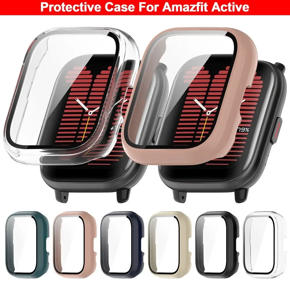 New PC+Tempered Protective Case Full Cover Watch Screen Protector Smart Hard Cover Shell for Amazfit Active