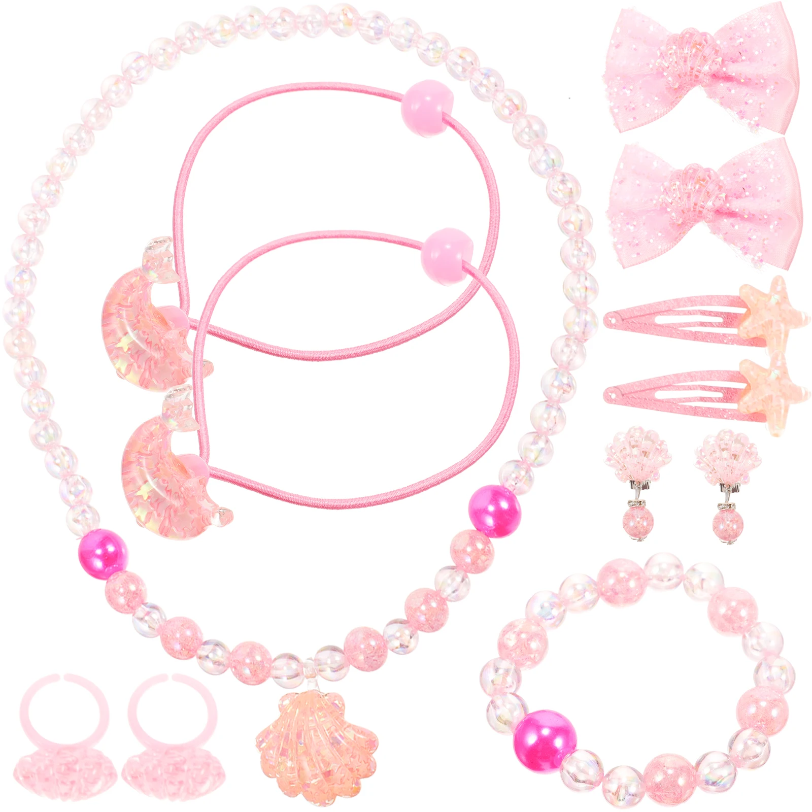 

1 set Kids Jewelry Princess Kids Jewelry For Girls Necklace Bracelet Set Toddler Girl Gift Ocean Style Play Cosmetics