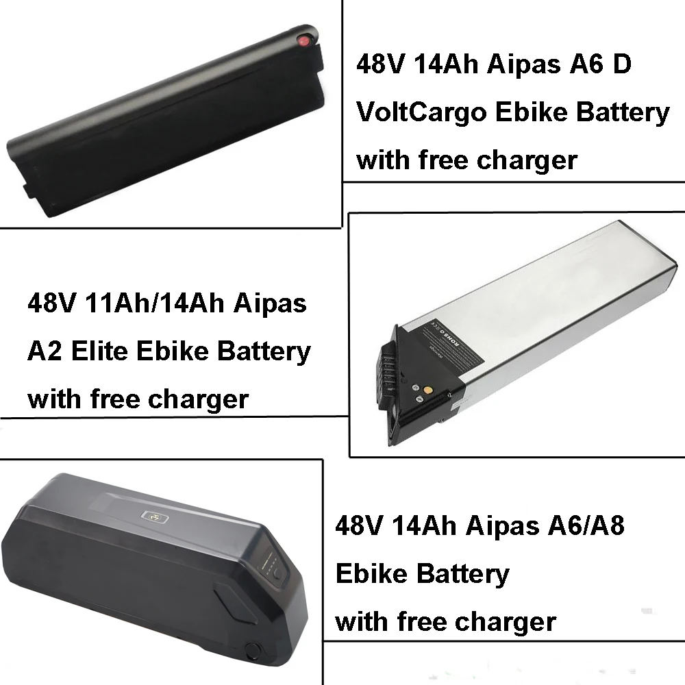 Ebike Rechargeable Li-ion Battery Pack 48V 11Ah 14Ah 14.4Ah Lithium Battery for Aipas A2 A6 A8 Electric Bike E-Bike