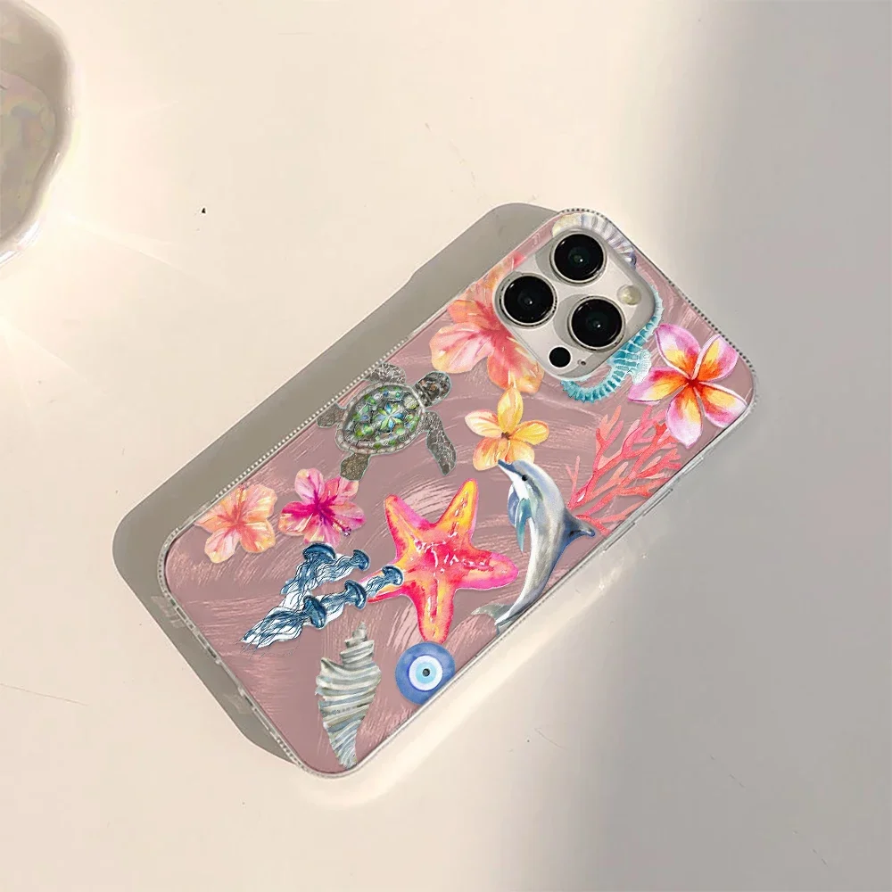 

Красочный чехол для телефона «Мир морской жизни» для iPhone 16, 15, 14, 13, 12, 11 Pro Max 16e 8 7 Plus XR XS X SE, противоударный прозрачный чехол