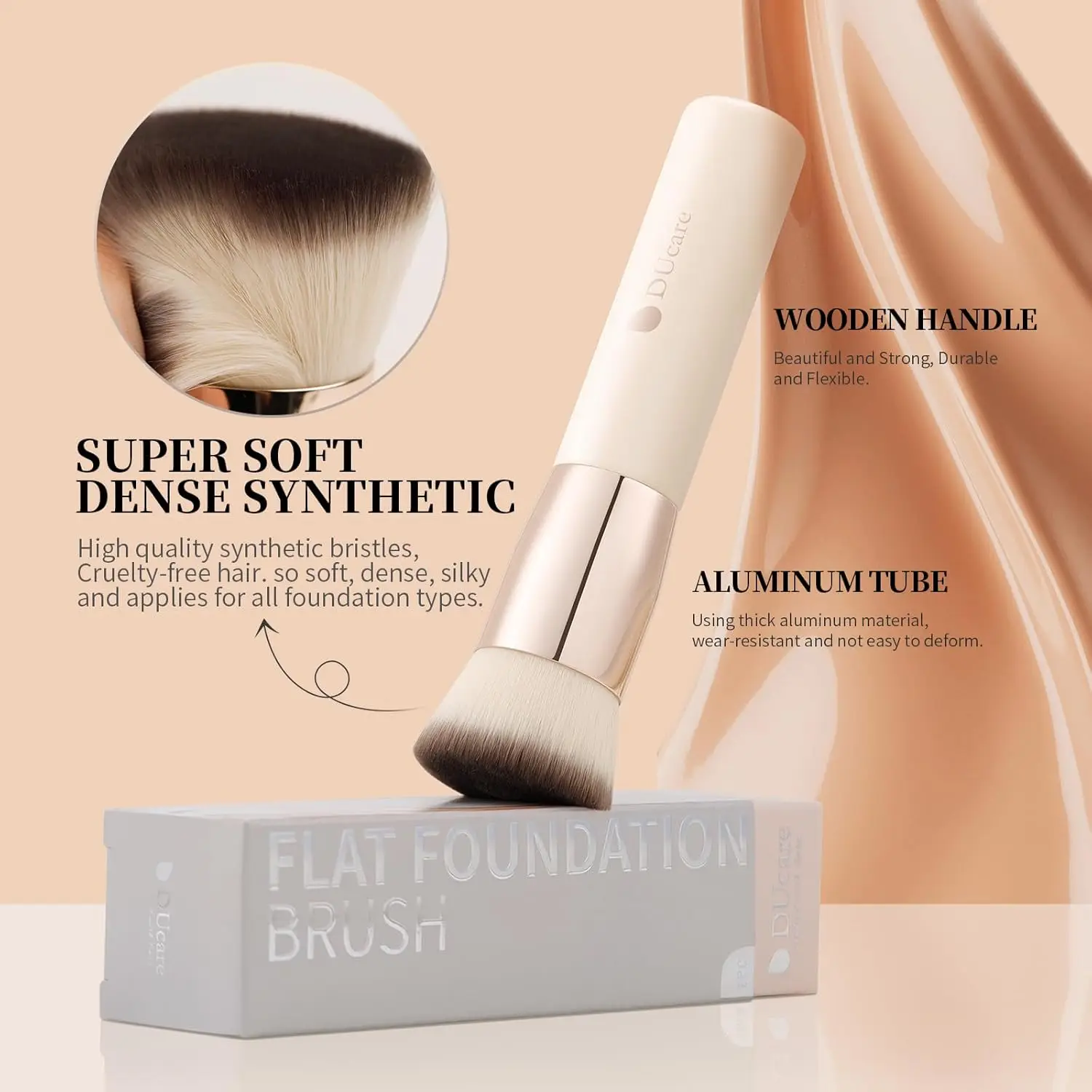 DUcare-brocha para base Kabuki de tapa plana, brocha de maquillaje profesional sintética, herramientas de maquillaje para pulir polvo de mezcla líquida