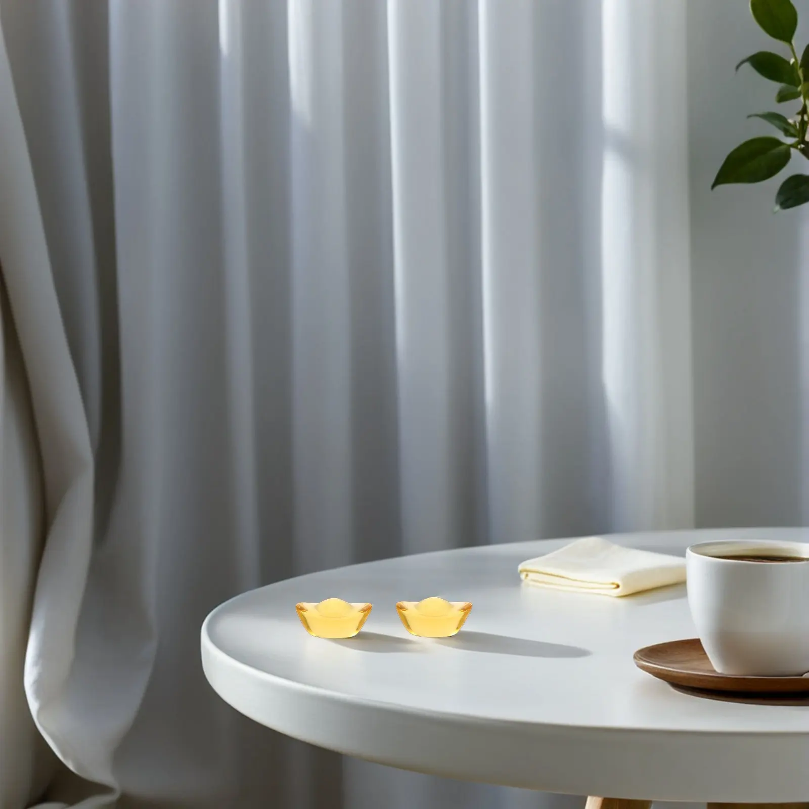 

36Pcs Feng Shui Crystal Yuan Bao Ornament Wealth Luck Prosperity Golden Ingot Decoration for Home Office Desktop Enhancing