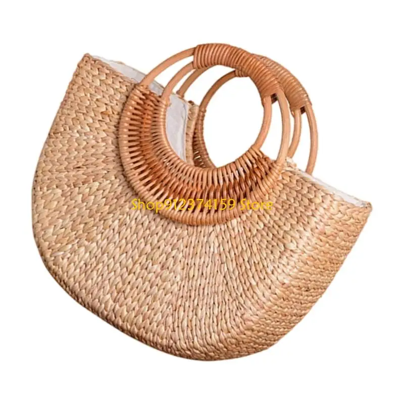 

G5AE Women Beach Bag Elegant Handbag Straw Bag Daily Bag Girl Vacation Bag for Travel