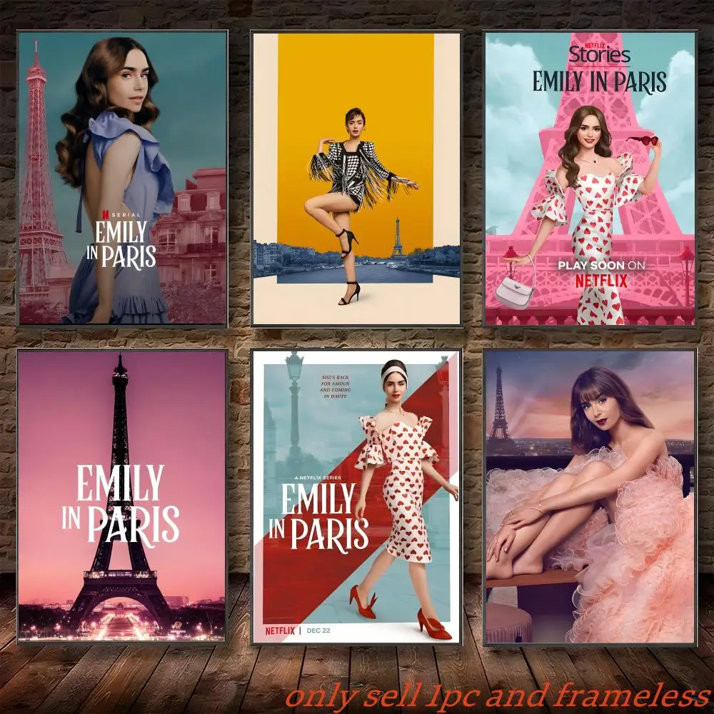 Internet TV Comedy Movie E-Emily in Paris Poster Poster Painting Prints Wall Art Picture Film Room Home Bar Cafe Decor Mural