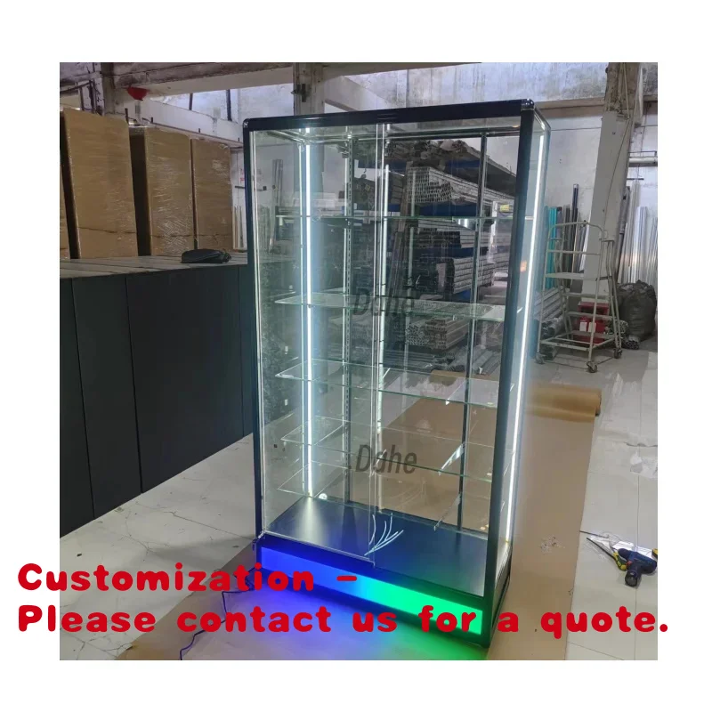 

Customize.Tobacco Shop Display Furniture Aluminum Frame Display Cabinet with Colored Lights Retail Smoke Store Glass Show