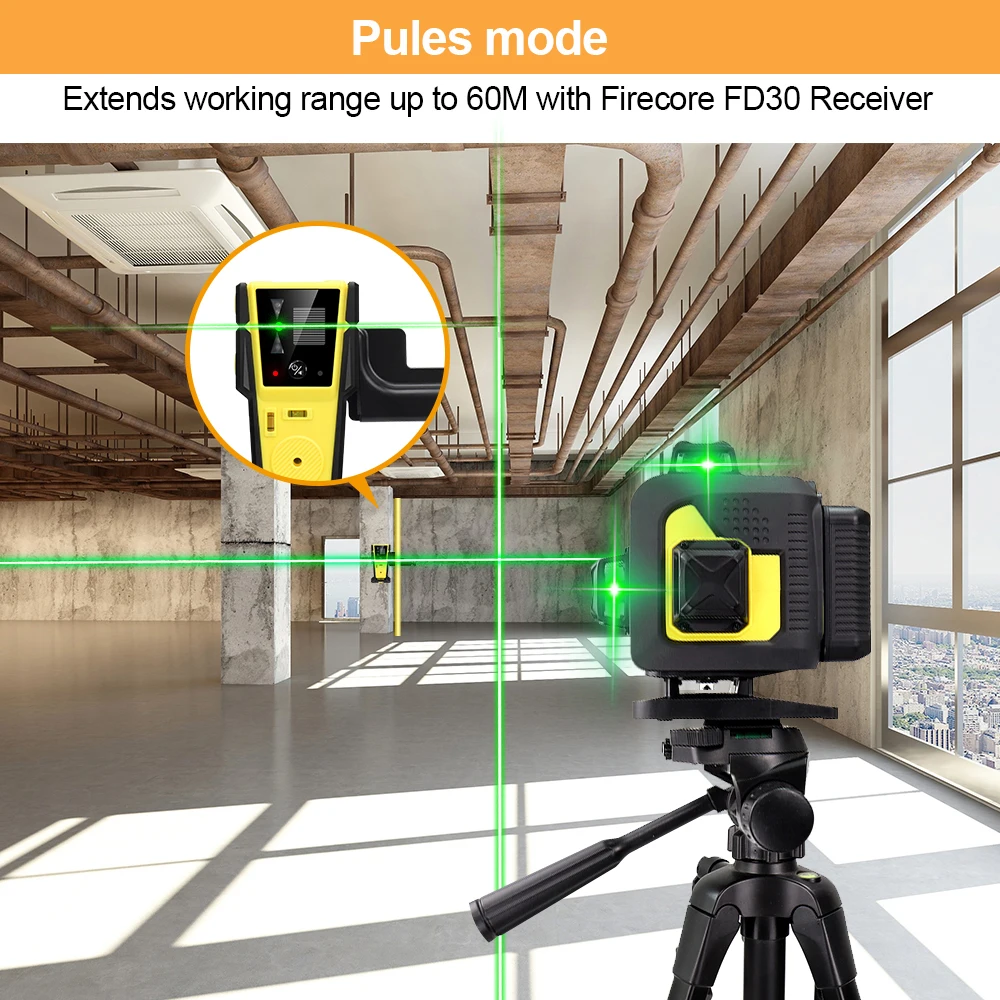 FIRECORE F504T-XG 16 lines 4D Green Laser Level 360 nivel laser Self-Leveling лазерный уровень Remote Control Support Receiver