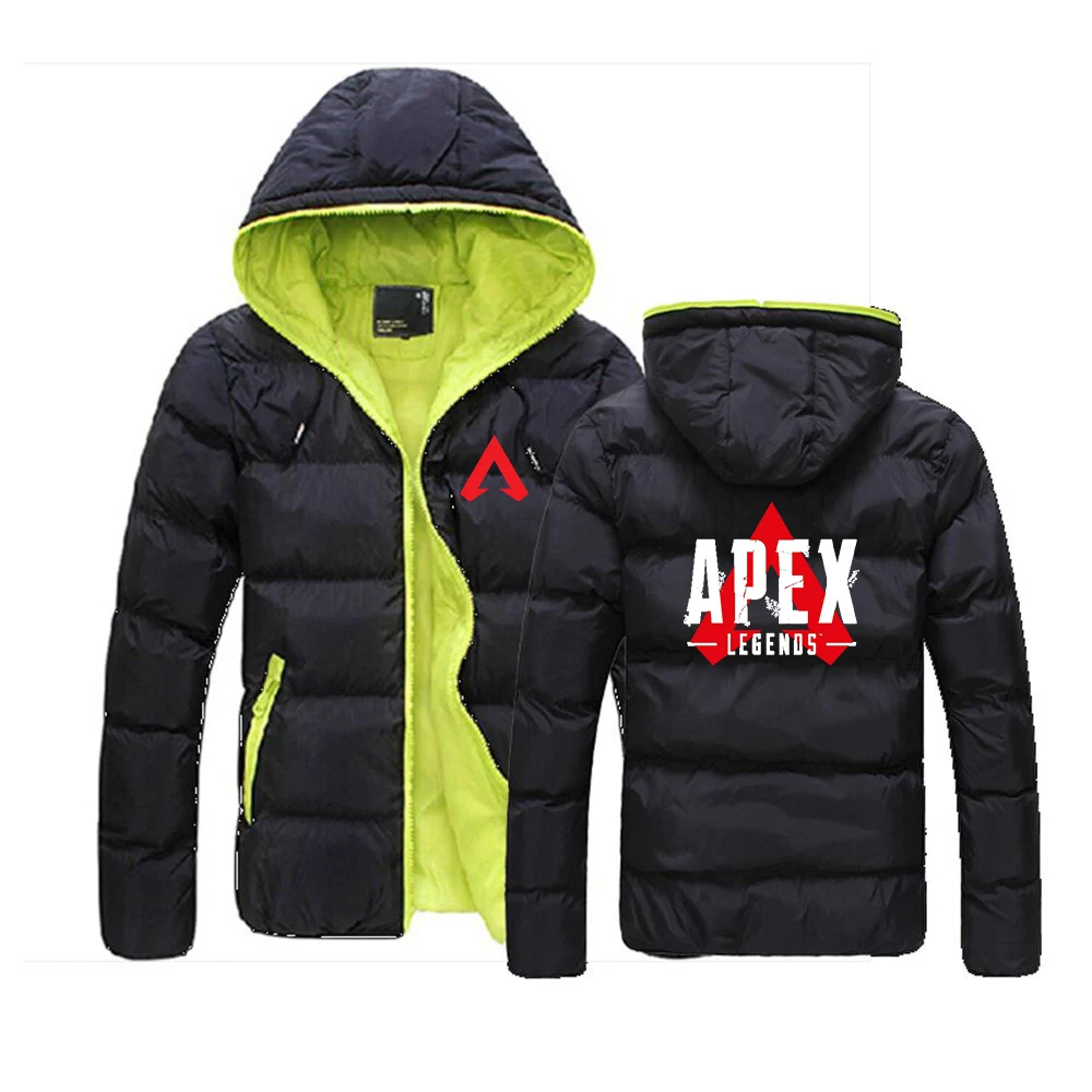 Apex Legends Game Men's New Winter Color Block Zipper Hoodies Keep Warmer Cotton Coat Casual Hooded Jacket Fashion Outdoor Tops